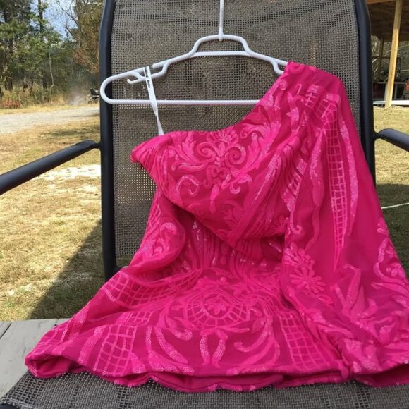 Bright Pink One Sleeve Formal Size 0 - Picture 1 of 5